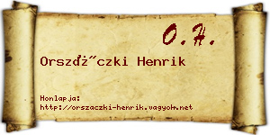 Orszáczki Henrik névjegykártya